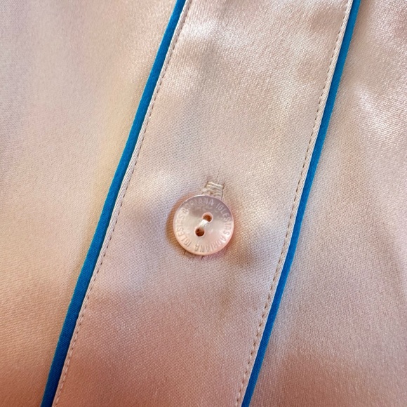 Adriana Iglesias Womens Silk Button Down Blouse Pink Blue Size EUR 38 S - Picture 4 of 5